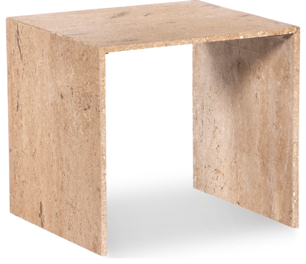 Canova Travertine End Table, Beige, End Table
