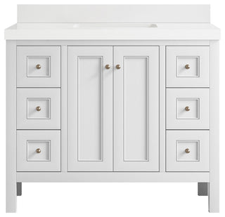 Nashville 42" Single Sink Bath Vanity, White 2" White Quartz