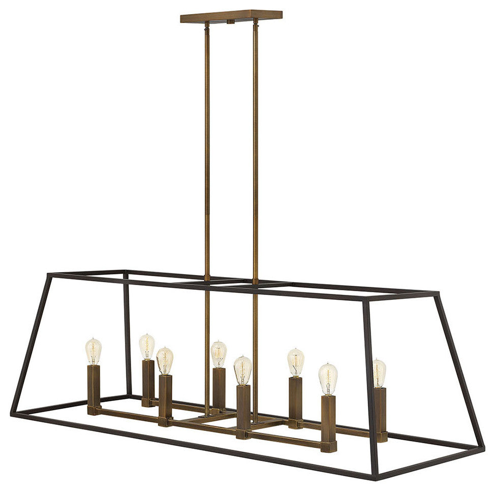 Hinkley Fulton Eight Light Linear Chandelier 3338BZ