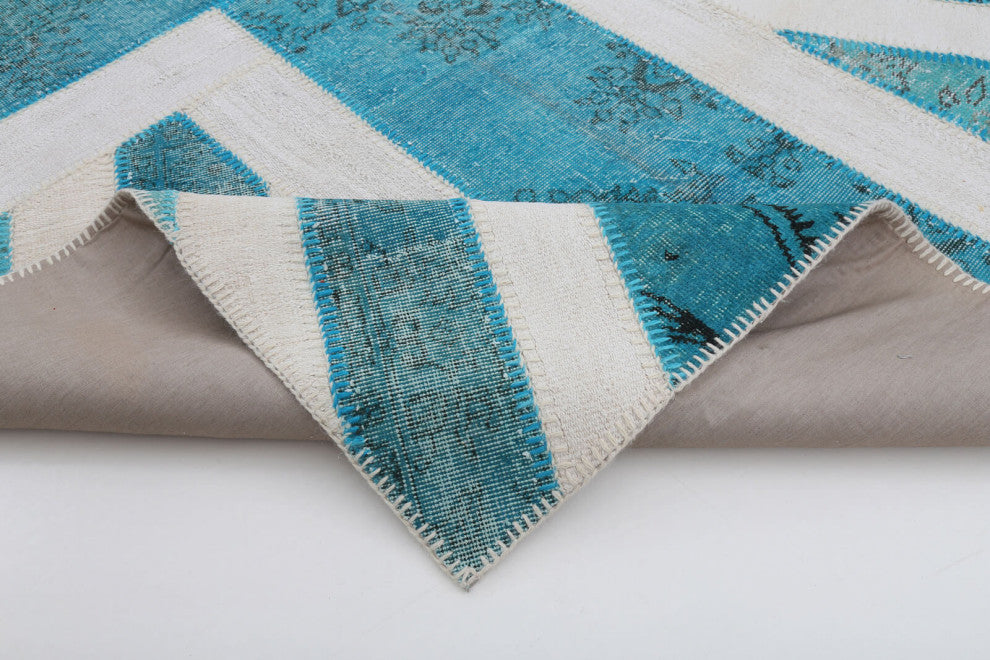 Rug N Carpet - Handwoven Turkish 6' 4'' x 9' 11'' Flag Patchwork Rug