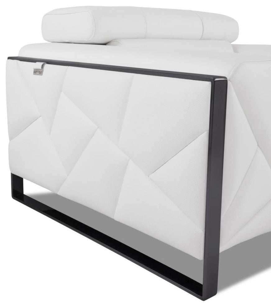 Trento Genuine Italian Leather Modern Sofa White