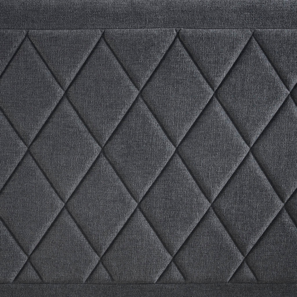 510 Design Rowen Diamond Tufted Upholstered Bed Frame, Grey, King