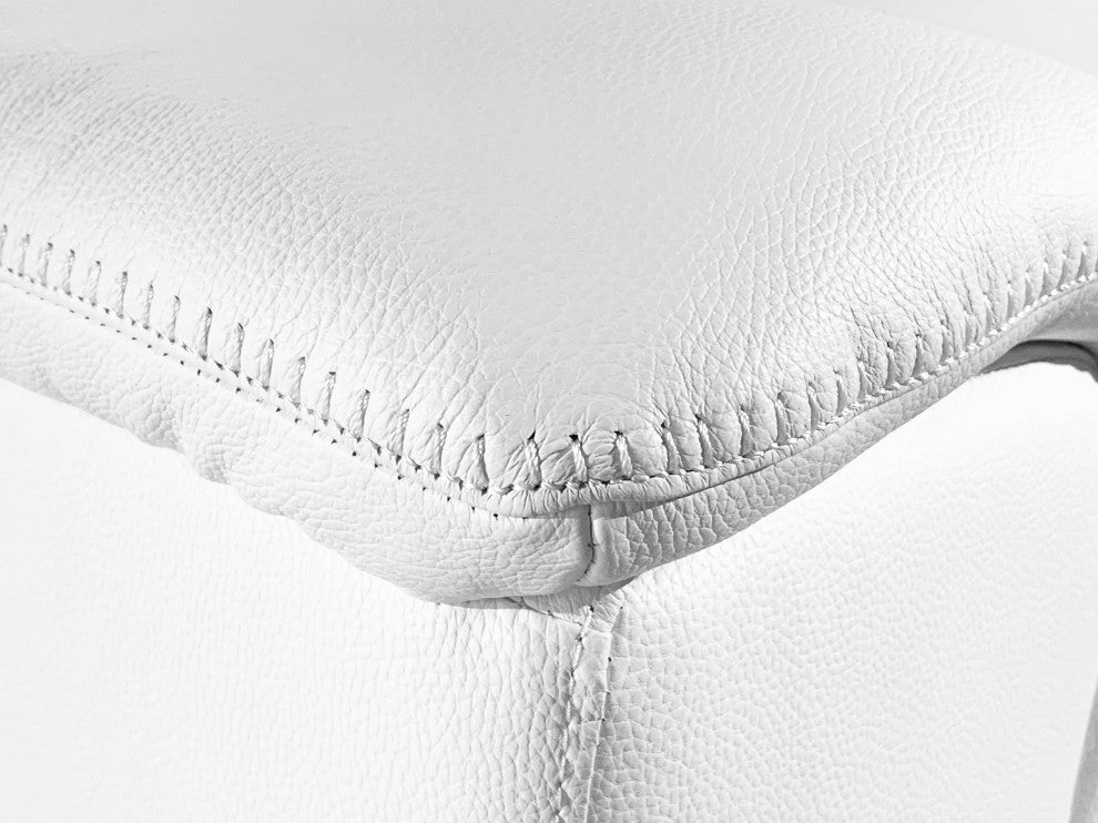 Federico 7-Piece L-Shaped Top Grain Italian Leather Sectional-4 Power Recliners, White