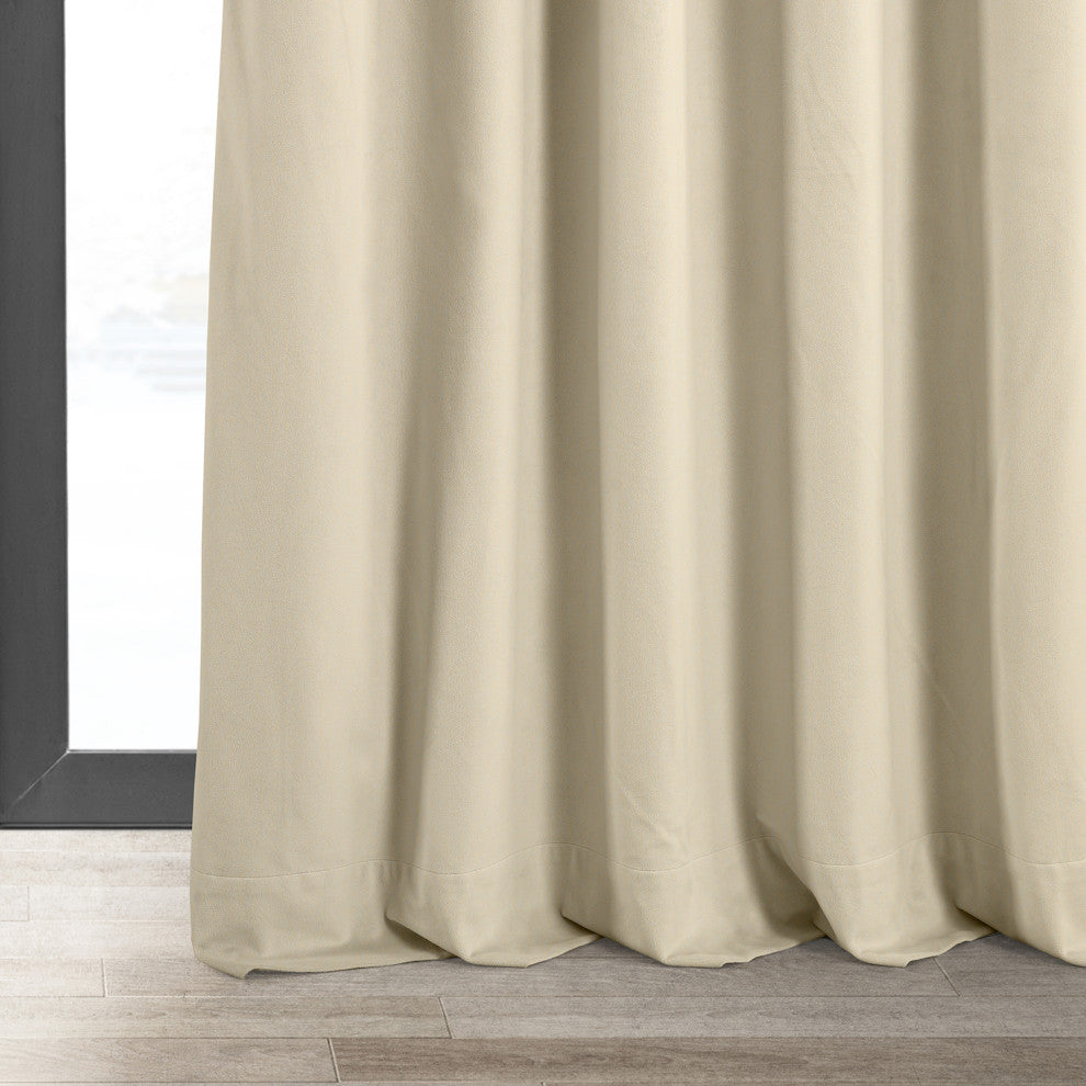 Signature Ecru Blackout Velvet Curtain Single Panel, 50"x96"