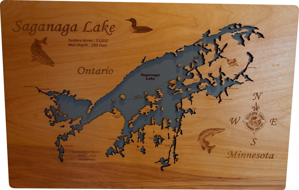 Saganaga Lake, Minnesota/Ontario-Wood Lake Map, Medium Standout