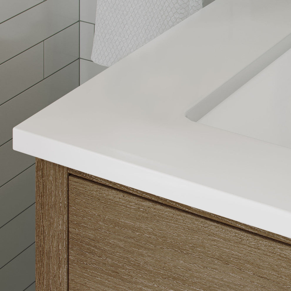 The Camille Bathroom Vanity, Driftwood Oak, 72", Double Sink, Freestanding