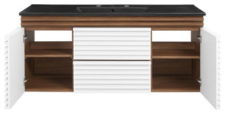Render 48" Wall-Mount Bathroom Vanity, White Walnut Black