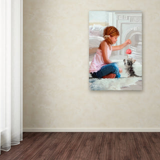 The Macneil Studio 'Girl with Kitten' Canvas Art, 32"x22"