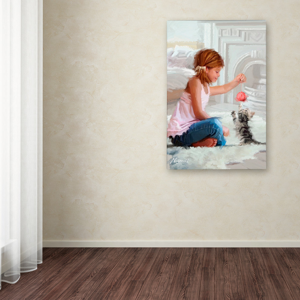 The Macneil Studio 'Girl with Kitten' Canvas Art, 32"x22"