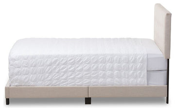 Brookfield Beige Fabric Upholstered Grid-Tufting Bed, King