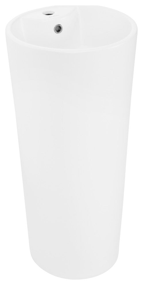 Monaco Circular Basin Pedestal Sink, Matte White