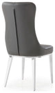 Modern Norma Dining Chair - Dark Grey with Polished Stainless Steel Base