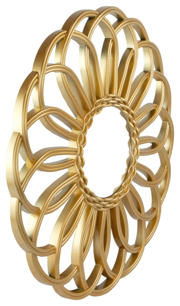 30" Round Rattan Sunflower Wall Mirror