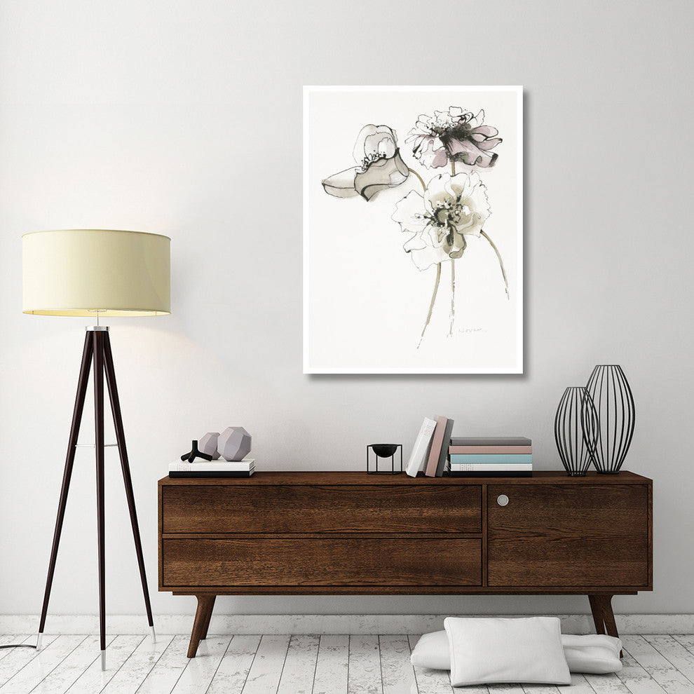 "Three Somniferums Poppies Neutral" Paper Print by Shirley Novak, 38"x50"