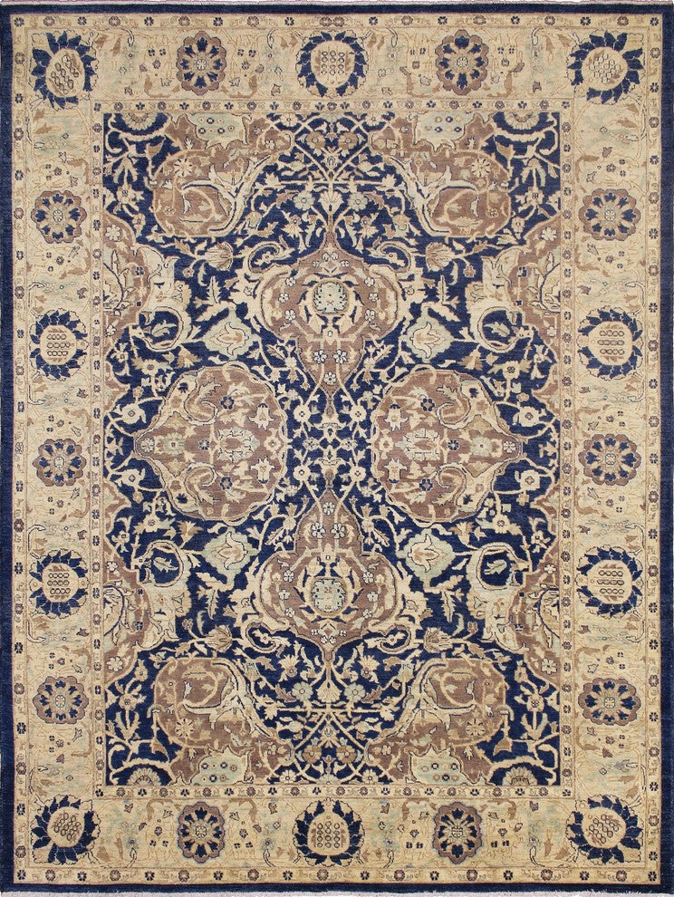 Faded Peshawar Britney Blue/Gold Rug, 9'2x11'6