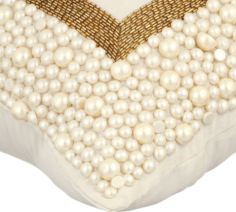 Ivory Decorative Pillow Covers 14"x14" Silk, Essence Of Pearl