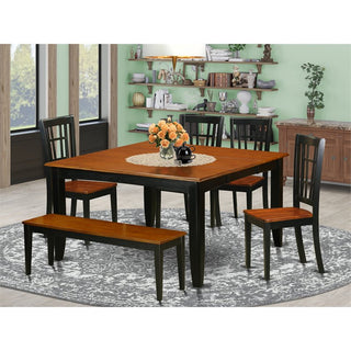 Pfni6-Bch-W, 6-Piece Dining Set With Bench, Dining Table and 4 Chairs