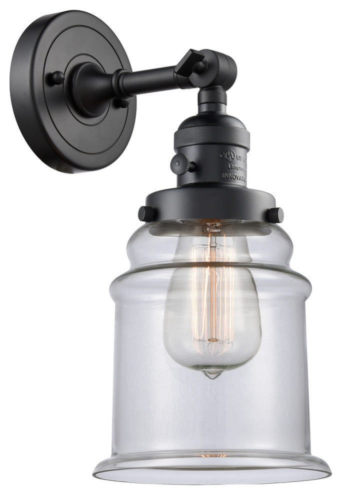 Canton 1-Light Dimmable LED Sconce, Matte Black, Glass: Clear