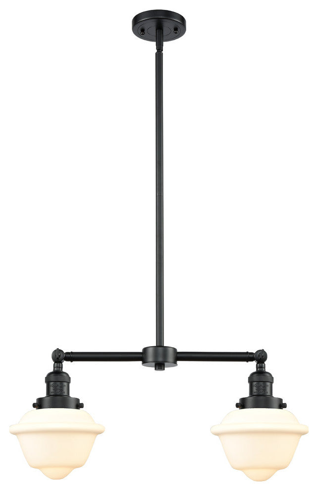 2-Light Oxford 24" Chandelier, Oil Rubbed Bronze, Glass: White Cased