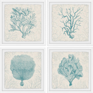"Coral Group Quadriptych" Framed Painting Prints, 36"x36", 4-Piece Set