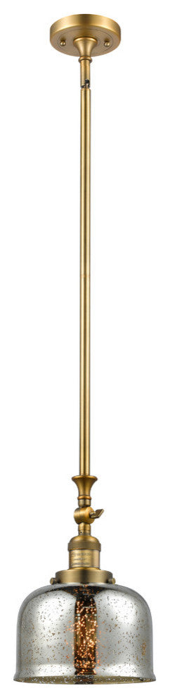 Large Bell 1-Light LED Pendant, Brushed Brass, Glass: Silver Mercury