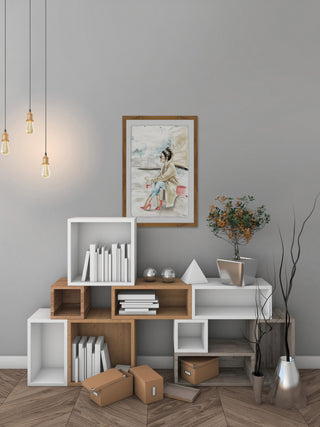 "Printed Pink Heels" Framed Painting Print, 24"x36"