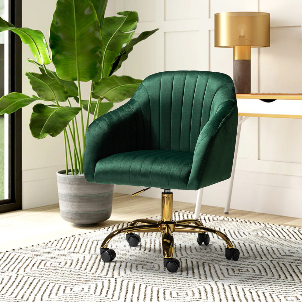 Swivel Rolling Task Chair With Tufted Back, Green