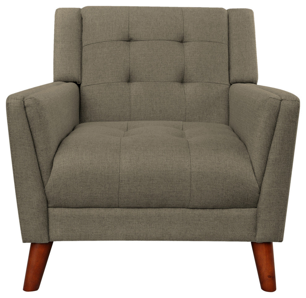 GDF Studio Evelyn Mid Century Modern Fabric Arm Chair, Mocha/Walnut