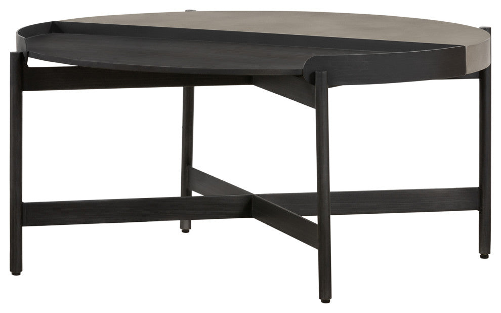 Dua Concrete and Metal Round Modern Coffee Table