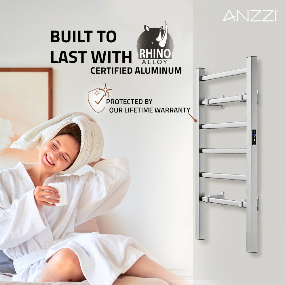 ANZZI Naples 6-Bar Aluminum Wall Mounted/Free Standing Electric Towel Warmer