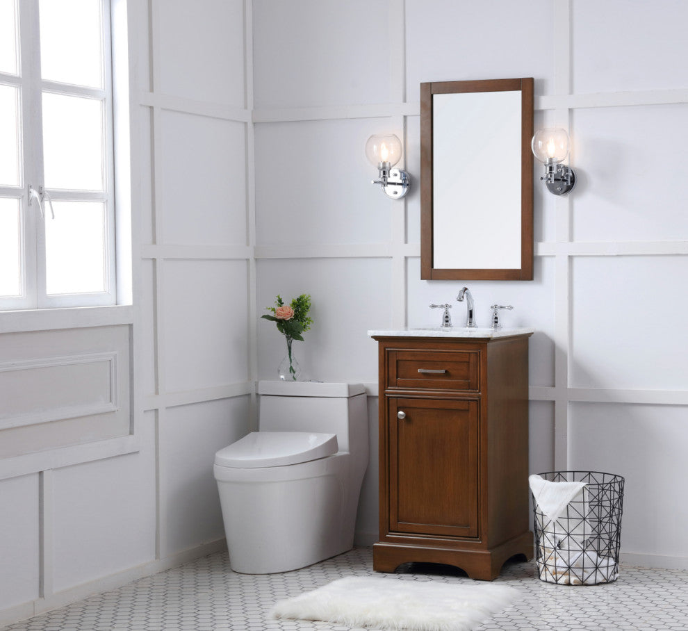 Amber Single Bathroom Vanity, Blue, Teak, 19"