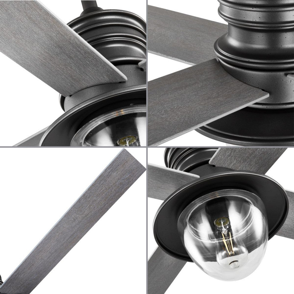 Gillen 56" 4-Blade LED In/Out Blistered Iron Ceiling Fan With Light Kit