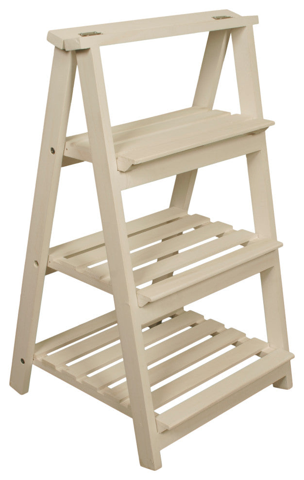 Wald Imports Whitewash Wood Decorative Garden Display Ladder