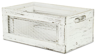 Rustic Chicken Wire Wooden Crates, Set of 2