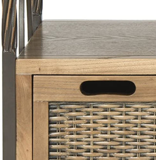 Unique Console Table, Pewter Metal Frame With Twist Accent and 3 Drawers, Oak