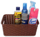 Plastic Rattan Storage Box Basket Organizer, Brown, Small-Pack of 6
