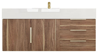 Madison 48" Wall Mounted Vanity with Reinforced Acrylic Sink, White Oak
