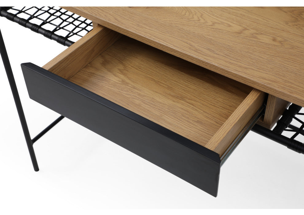 Loft Lyfe Mileena Desk, 1 Storage Drawer, Natural/Black 43.3Lx21.6Wx30H