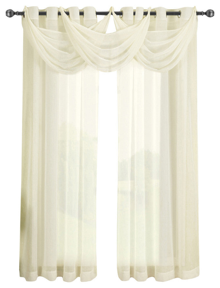 Abri Single Grommet Crushed Sheer Curtain, Ivory, 50"x108"