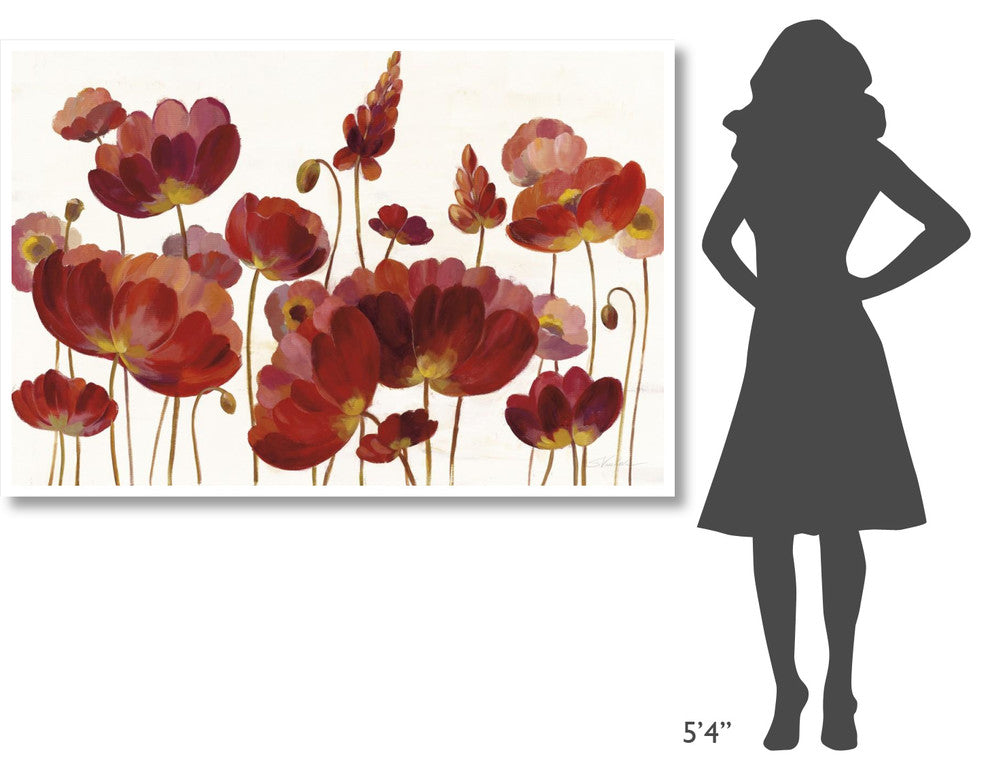 "Red Flowers on White Crop" Digital Paper Print by Silvia Vassileva, 62"x42"