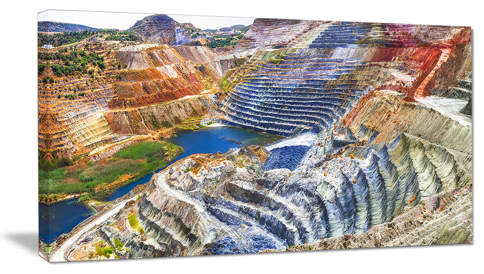 Impressive Mines and Canyon, Large landscape Canvas Art Print, 60"x28"