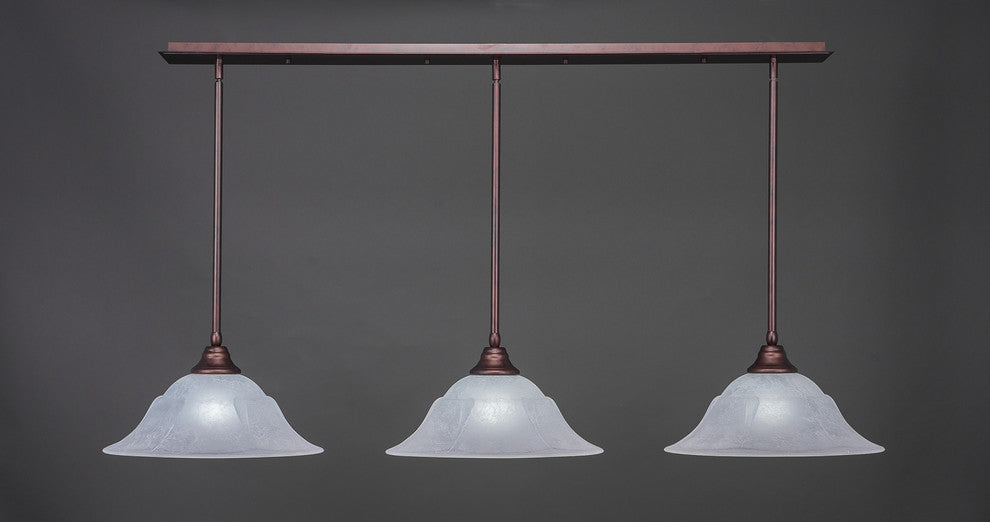 Stem 3-Light Pendalier with Hang Straight Swivel, Bronze/White Marble