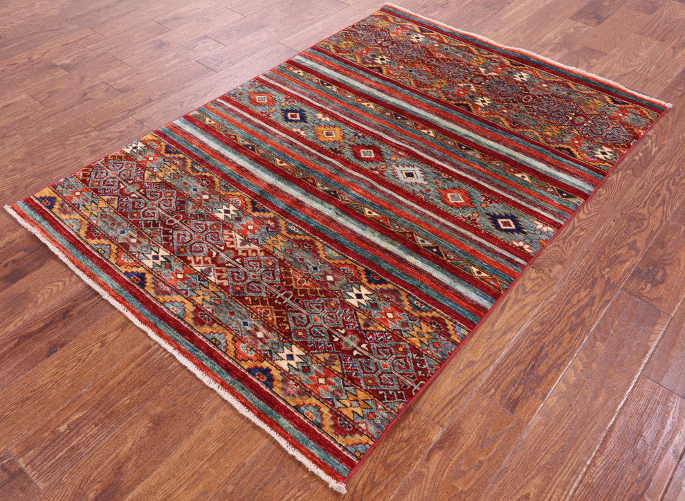 Super Kazak Khorjin Handmade Rug 3' 10" X 5' 8" - Q12617