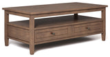 Warm Shaker SOLID WOOD Coffee Table, Rustic Natural Aged Brown