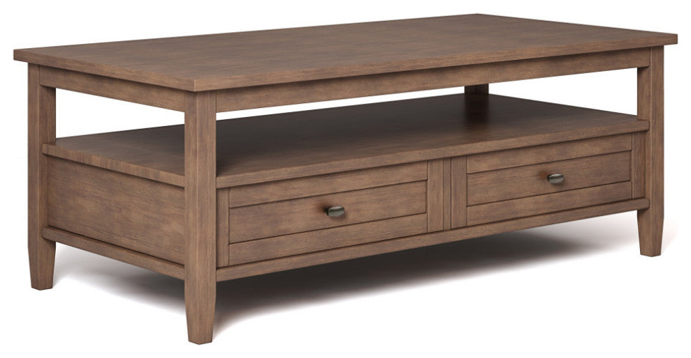 Warm Shaker SOLID WOOD Coffee Table, Rustic Natural Aged Brown