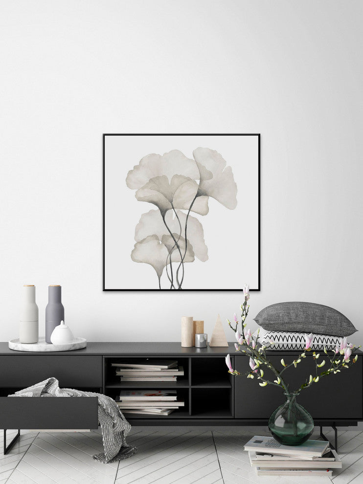 "Ginkgo Biloba Leaves" Floater Framed Painting Print, Canvas, 12"x12"