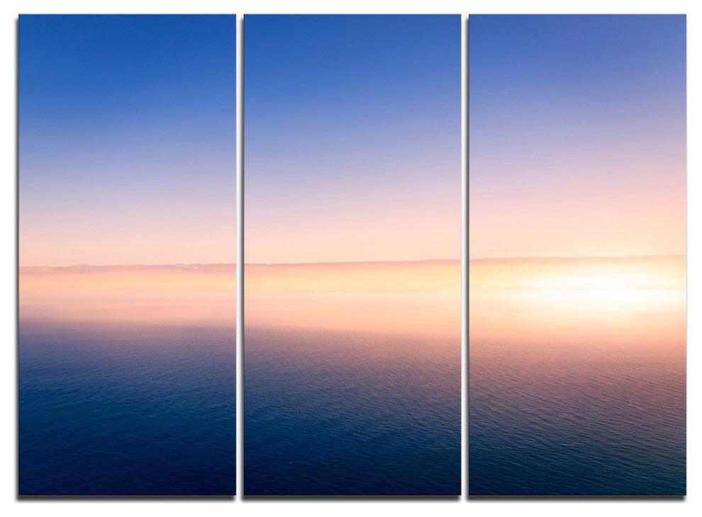 "Clear Blue Sky Above Clouds" Oversized Beach Metal Wall Art, 3 Panels, 36"x28"