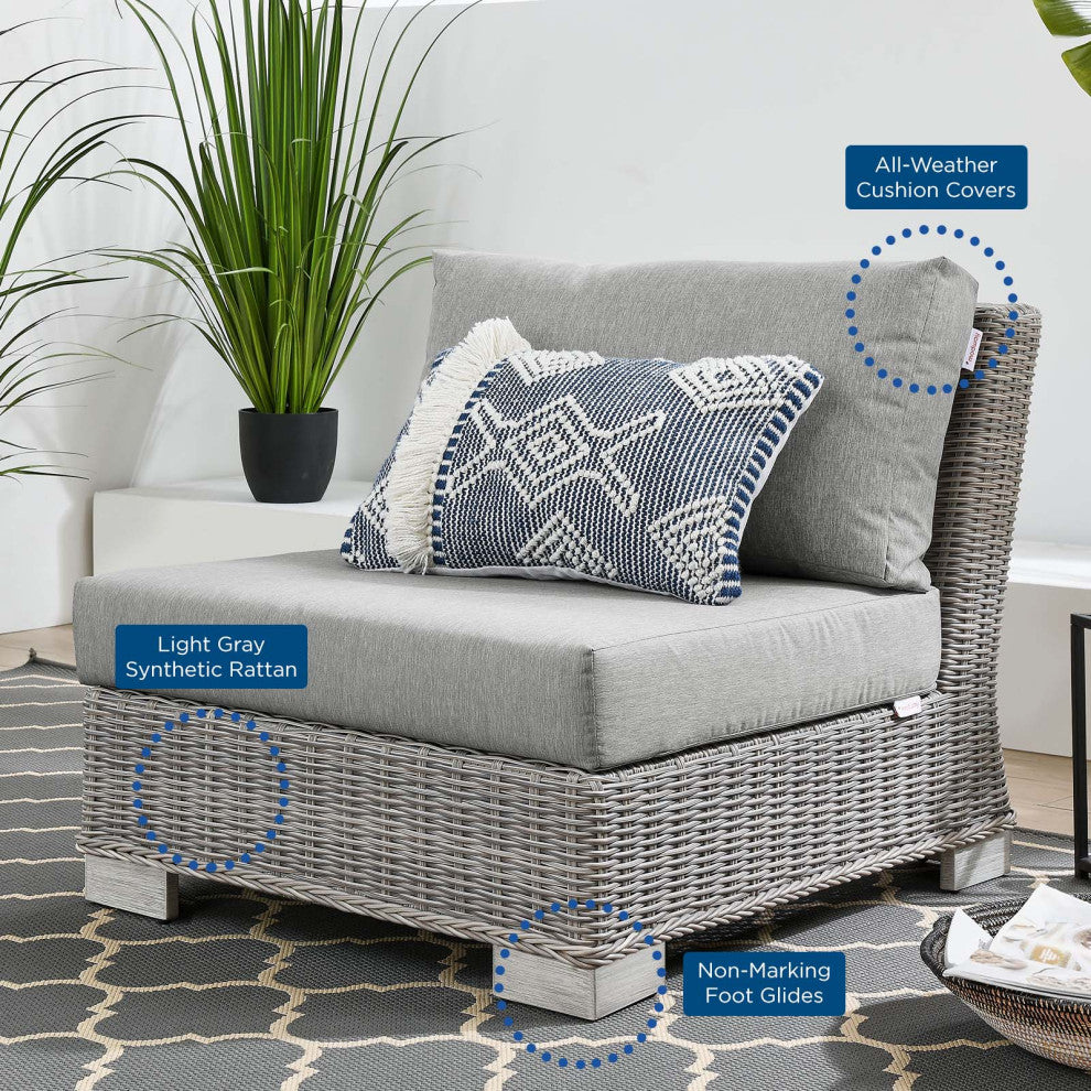 Lounge Sectional Sofa Chair Set, Rattan, Wicker, Gray, Modern, Outdoor