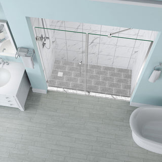 Belmore 62.25"-63.25"x72" Frameless Hinged Shower Door, Chrome