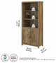 kathy ireland Home Cottage Grove Tall Bookcase With Doors, Reclaimed Pine